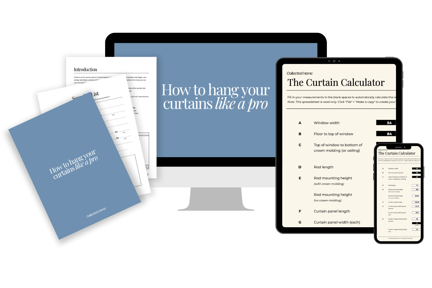 Free Curtain Guide and measurement calculator mockup
