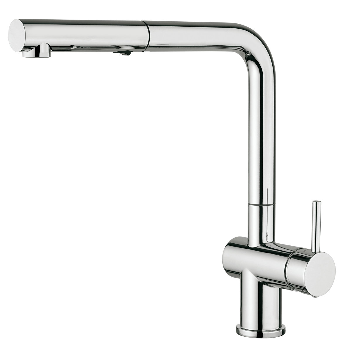 Polished chrome pull-out single handle kitchen faucet